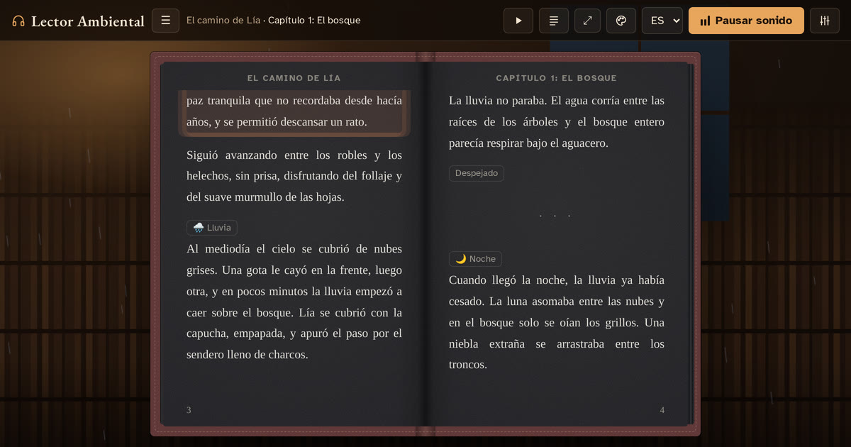 I designed an ebook reader that plays ambient sound based on what's happening in each scene
